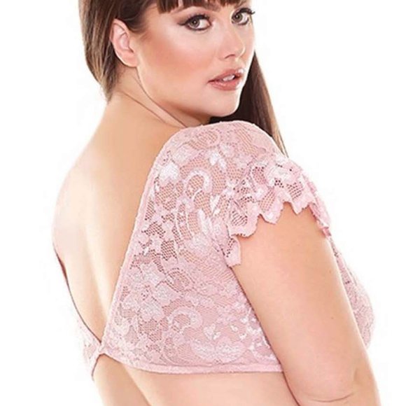 Plus Size Bra Top and Tap Pant Set Pink Tie Front Womens Pajamas 1x/2x - Picture 9 of 9